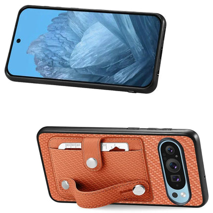 For Google Pixel 9 Pro XL Case Wristband Anti-Drop Leather Back Cover Card Holder