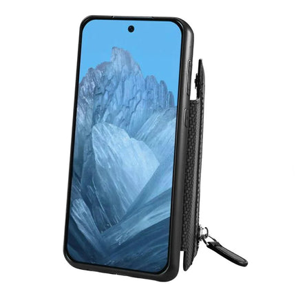 For Google Pixel 9 Pro XL Case Leather+PC+TPU Zipper Wallet Phone Shell Back Cover