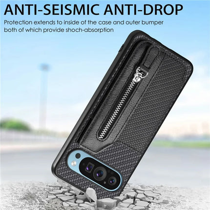 For Google Pixel 9 Pro XL Case Leather+PC+TPU Zipper Wallet Phone Shell Back Cover
