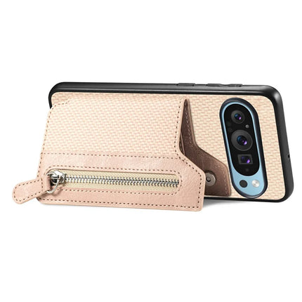 For Google Pixel 9 Pro XL Case Leather+PC+TPU Zipper Wallet Phone Shell Back Cover