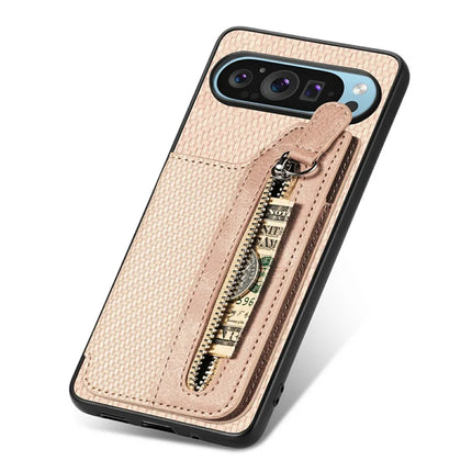 For Google Pixel 9 Pro XL Case Leather+PC+TPU Zipper Wallet Phone Shell Back Cover