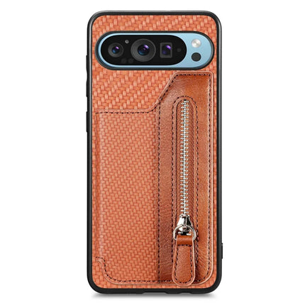 For Google Pixel 9 Pro XL Case Leather+PC+TPU Zipper Wallet Phone Shell Back Cover