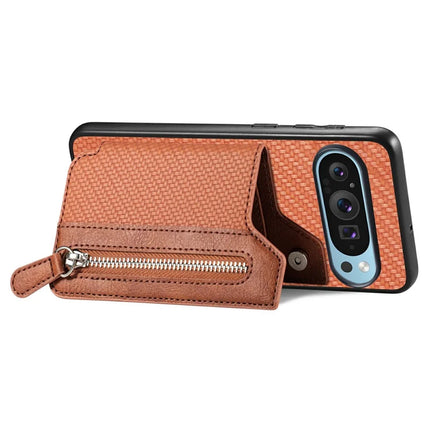 For Google Pixel 9 Pro XL Case Leather+PC+TPU Zipper Wallet Phone Shell Back Cover