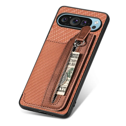 For Google Pixel 9 Pro XL Case Leather+PC+TPU Zipper Wallet Phone Shell Back Cover