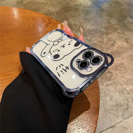 For iPhone 16 Pro Max Case Cute Bear Electroplating TPU Clear Phone Cover