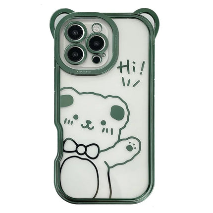 For iPhone 16 Pro Case Cute Bear Electroplating TPU Clear Phone Cover