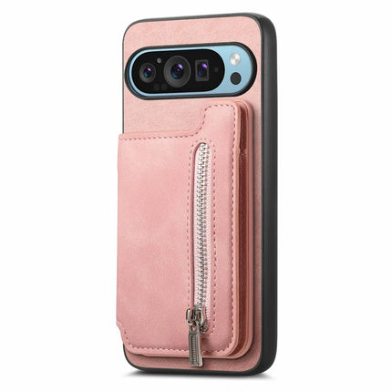 For Google Pixel 9 Pro XL Case Magnetic Detachable Zipper Card Holder Leather+TPU Phone Cover
