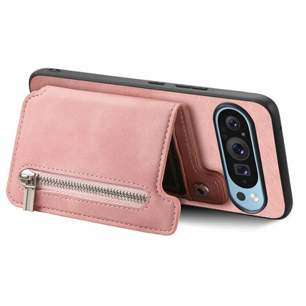 For Google Pixel 9 Pro XL Case Magnetic Detachable Zipper Card Holder Leather+TPU Phone Cover