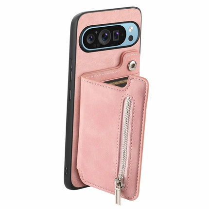 For Google Pixel 9 Pro XL Case Magnetic Detachable Zipper Card Holder Leather+TPU Phone Cover