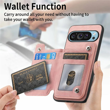 For Google Pixel 9 Pro XL Case Magnetic Detachable Zipper Card Holder Leather+TPU Phone Cover