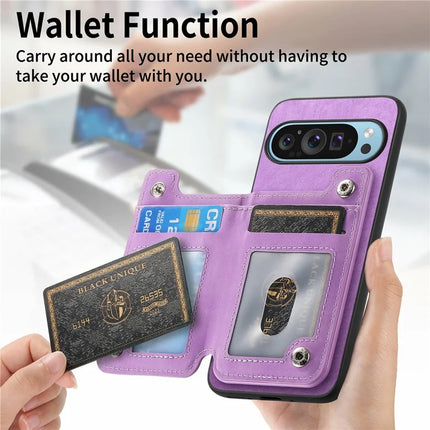 For Google Pixel 9 Pro XL Case Magnetic Detachable Zipper Card Holder Leather+TPU Phone Cover