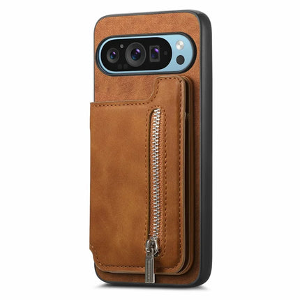 For Google Pixel 9 Pro XL Case Magnetic Detachable Zipper Card Holder Leather+TPU Phone Cover
