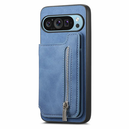 For Google Pixel 9 Pro XL Case Magnetic Detachable Zipper Card Holder Leather+TPU Phone Cover