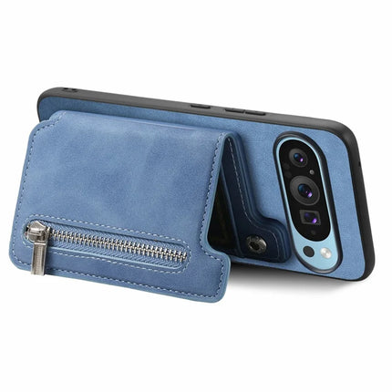 For Google Pixel 9 Pro XL Case Magnetic Detachable Zipper Card Holder Leather+TPU Phone Cover