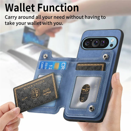 For Google Pixel 9 Pro XL Case Magnetic Detachable Zipper Card Holder Leather+TPU Phone Cover