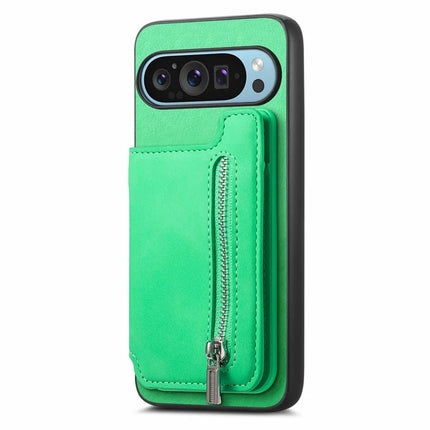 For Google Pixel 9 Pro XL Case Magnetic Detachable Zipper Card Holder Leather+TPU Phone Cover