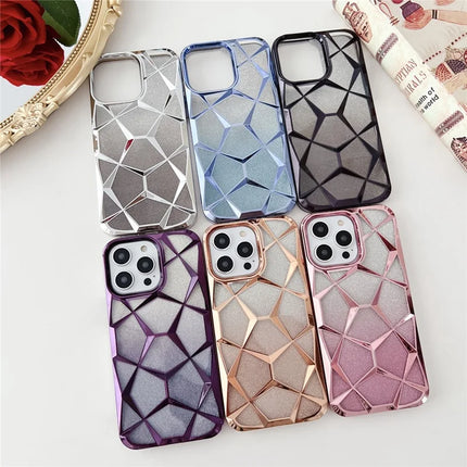 For iPhone 16 Pro Case Electroplating Rhombus Design TPU Gradient Phone Cover