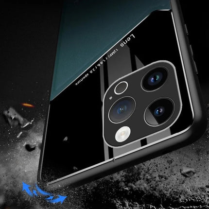 For iPhone 16 Pro Max Case Leather Coated PC+TPU Phone Back Cover