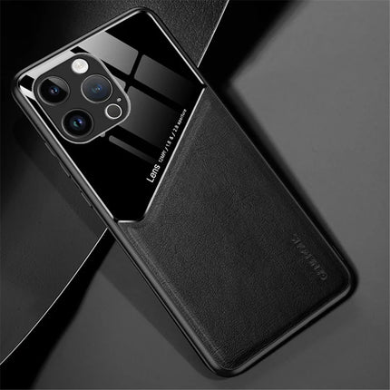 For iPhone 16 Pro Max Case Leather Coated PC+TPU Phone Back Cover