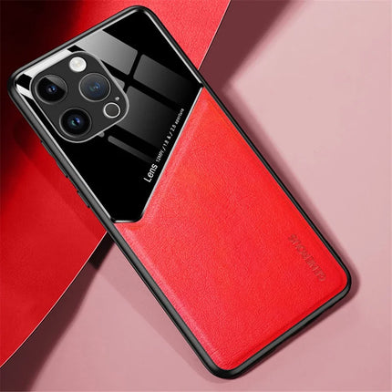 For iPhone 16 Pro Max Case Leather Coated PC+TPU Phone Back Cover