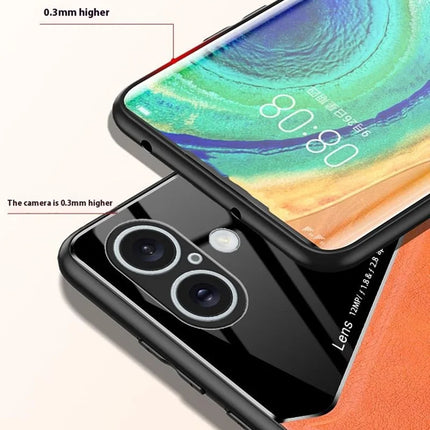 For iPhone 16 Plus Case Leather Coated PC+TPU Phone Back Cover