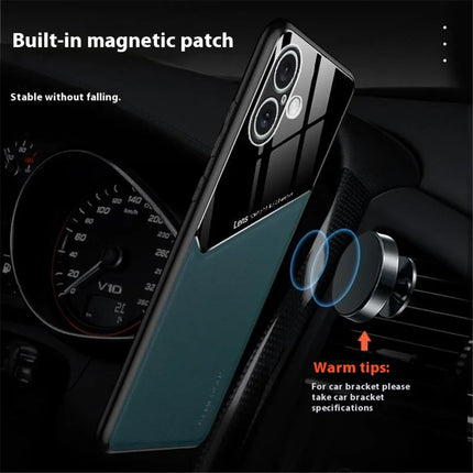 For iPhone 16 Plus Case Leather Coated PC+TPU Phone Back Cover