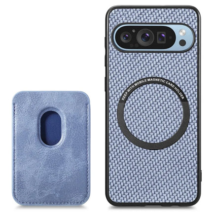 For Google Pixel 9 Pro XL Case Carbon Fiber Leather Back Cover with Detachable Card Bag