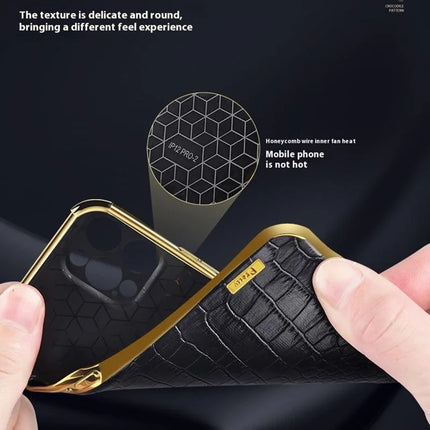 For iPhone 16 Plus Case Crocodile Texture Ring Kickstand TPU+Leather Electroplating Phone Cover