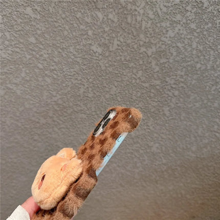For iPhone 16 Pro Max Case Cute Furry Warm Plush Hard PC Winter Phone Cover