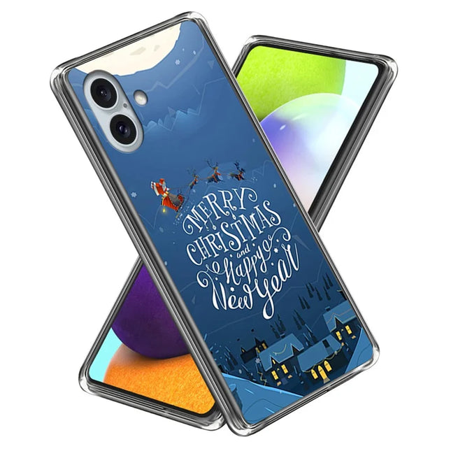 For iPhone 16 Plus Case Christmas Pattern Printing Soft TPU Phone Cover - Style B