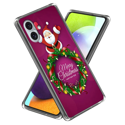 For iPhone 16 Plus Case Christmas Pattern Printing Soft TPU Phone Cover - Style D