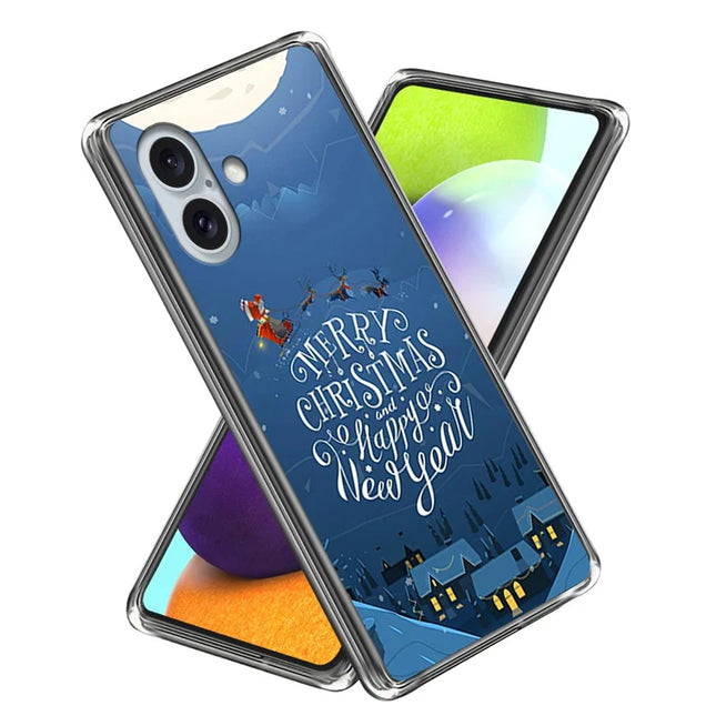 For iPhone 16 Case Christmas Pattern Printing Soft TPU Phone Cover - Style B