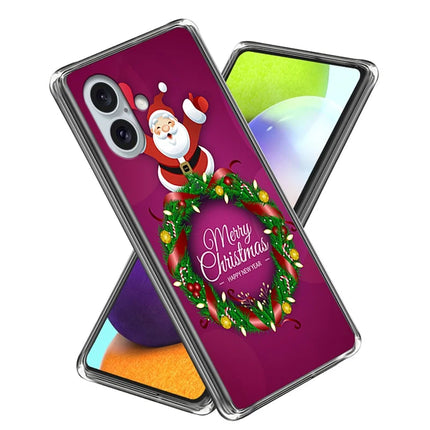 For iPhone 16 Case Christmas Pattern Printing Soft TPU Phone Cover - Style D