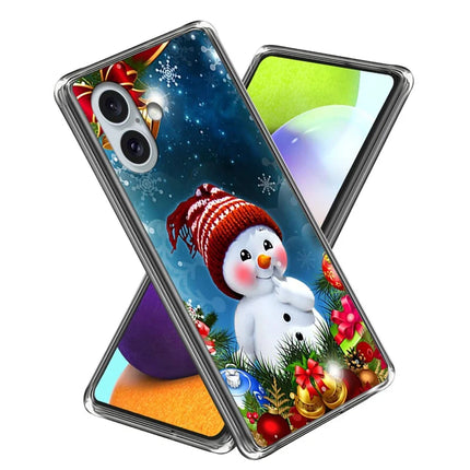 For iPhone 16 Case Christmas Pattern Printing Soft TPU Phone Cover - Style E