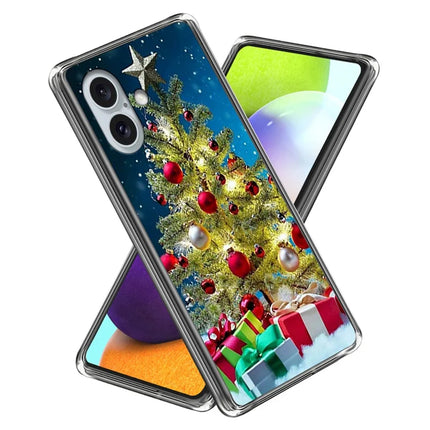 For iPhone 16 Case Christmas Pattern Printing Soft TPU Phone Cover - Style J