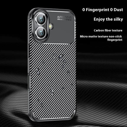 For iPhone 16 Plus Case Carbon Fiber Texture TPU Phone Cover Heat Dissipation