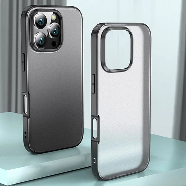 For iPhone 16 Pro Max Case PC+TPU Phone Cover Airbag Protection - Black