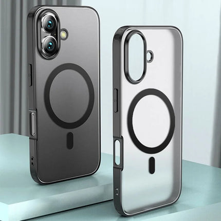 For iPhone 16 Case Compatible with MagSafe Shockproof PC + TPU Phone Cover - Black