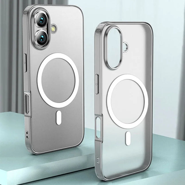 For iPhone 16 Case Compatible with MagSafe Shockproof PC + TPU Phone Cover - Transparent