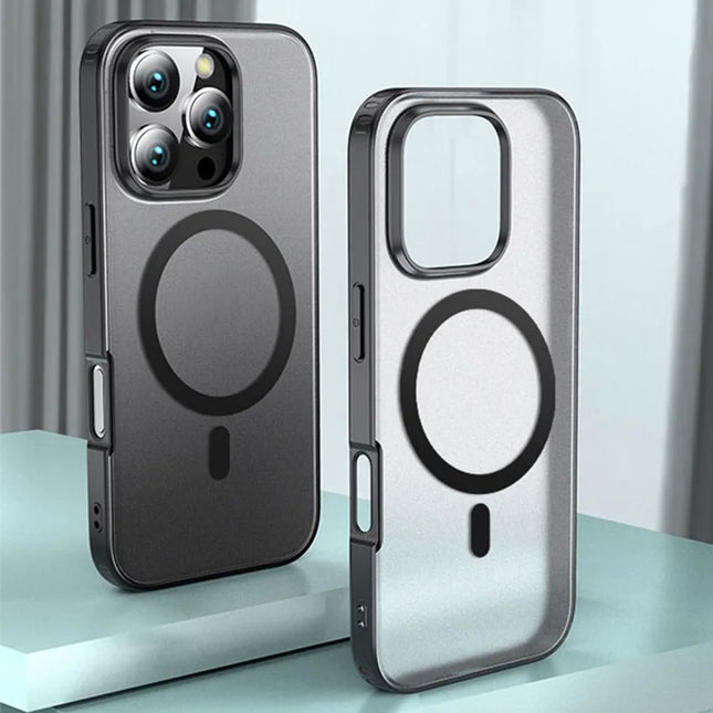 For iPhone 16 Pro Max Case Compatible with MagSafe Shockproof PC + TPU Phone Cover - Black
