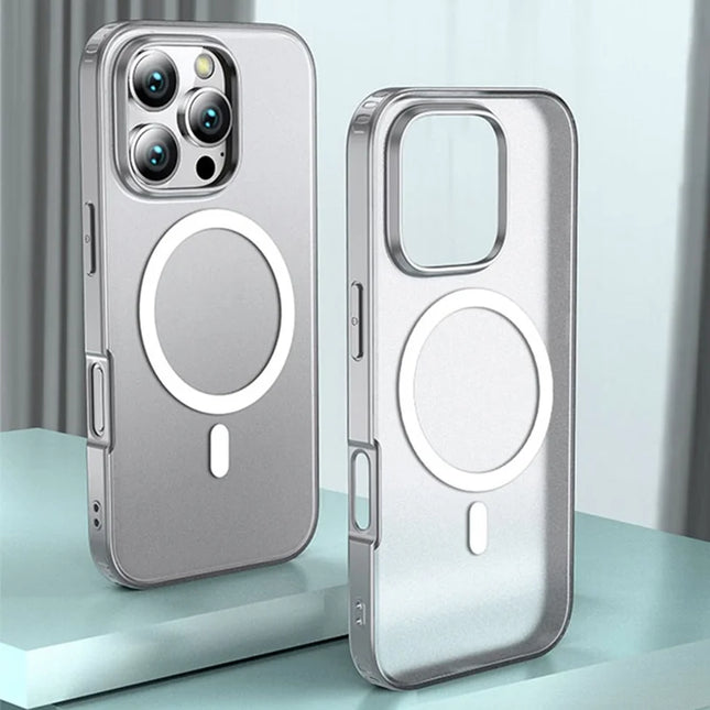 For iPhone 16 Pro Case Compatible with MagSafe Shockproof PC + TPU Phone Cover - Transparent