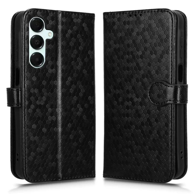 For Samsung Galaxy A16 5G / A16 4G Wallet Case Dot Pattern Imprint PU Leather Phone Cover - Black