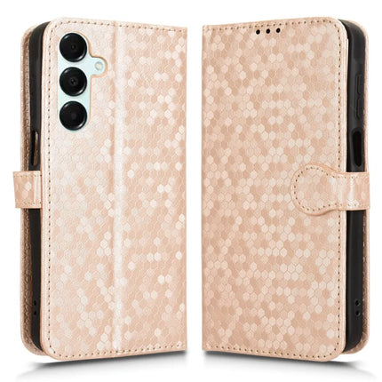 For Samsung Galaxy A16 5G / A16 4G Wallet Case Dot Pattern Imprint PU Leather Phone Cover - Rose Gold