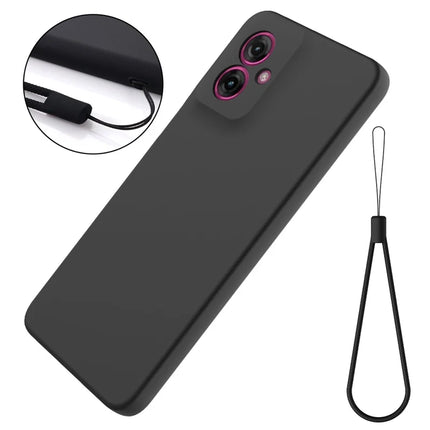 For Motorola Moto G55 5G Case Liquid Silicone Anti-Scratch Phone Cover with Hand Strap