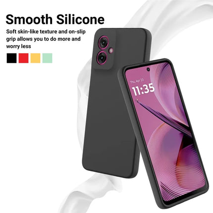 For Motorola Moto G55 5G Case Liquid Silicone Anti-Scratch Phone Cover with Hand Strap