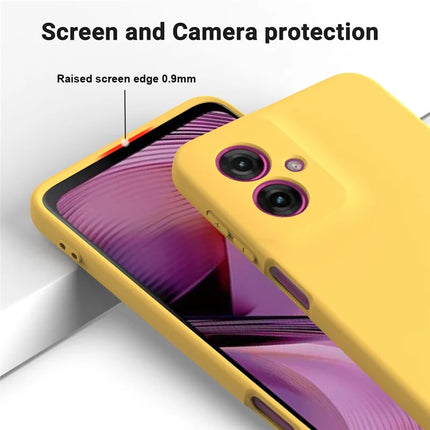 For Motorola Moto G55 5G Case Liquid Silicone Anti-Scratch Phone Cover with Hand Strap
