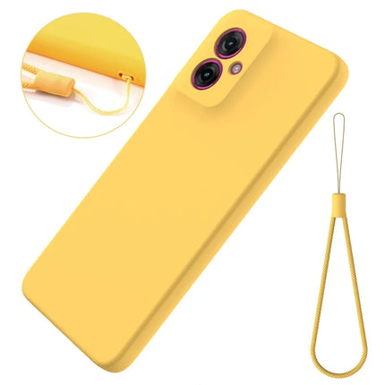 For Motorola Moto G55 5G Case Liquid Silicone Anti-Scratch Phone Cover with Hand Strap