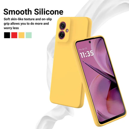 For Motorola Moto G55 5G Case Liquid Silicone Anti-Scratch Phone Cover with Hand Strap
