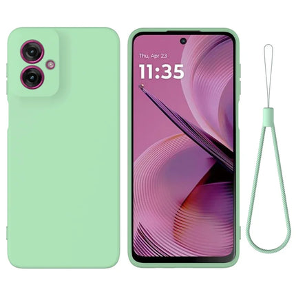 For Motorola Moto G55 5G Case Liquid Silicone Anti-Scratch Phone Cover with Hand Strap - Green