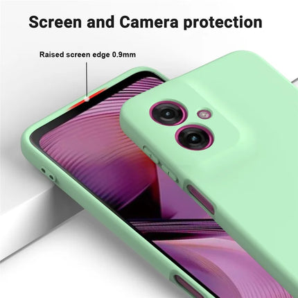 For Motorola Moto G55 5G Case Liquid Silicone Anti-Scratch Phone Cover with Hand Strap